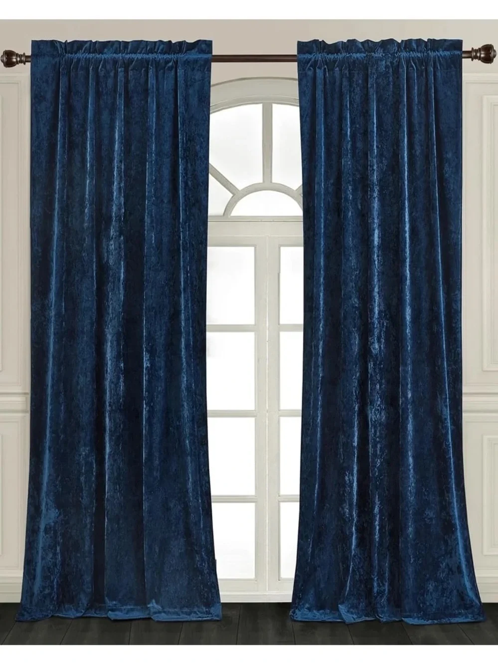 Luxury Velvet Curtain Panel set 50x72in - Navy Blue